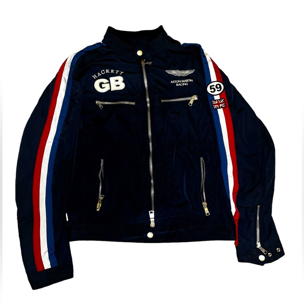Aston Martin London Hackett Navy Blue Racing Jacket Size Medium